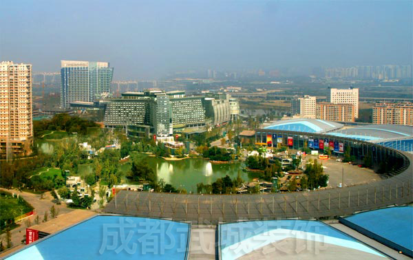 成都世纪城.新国际会展中心幕墙工程.全景图-会展中心幕墙群